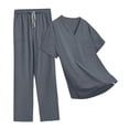 thumbnail image 4 of Conjunto de uniforme médico unisex con bolsillos, ropa de trabajo para enfermeras, ideal para salones de belleza y esteticistas. Gris, 4 of 9