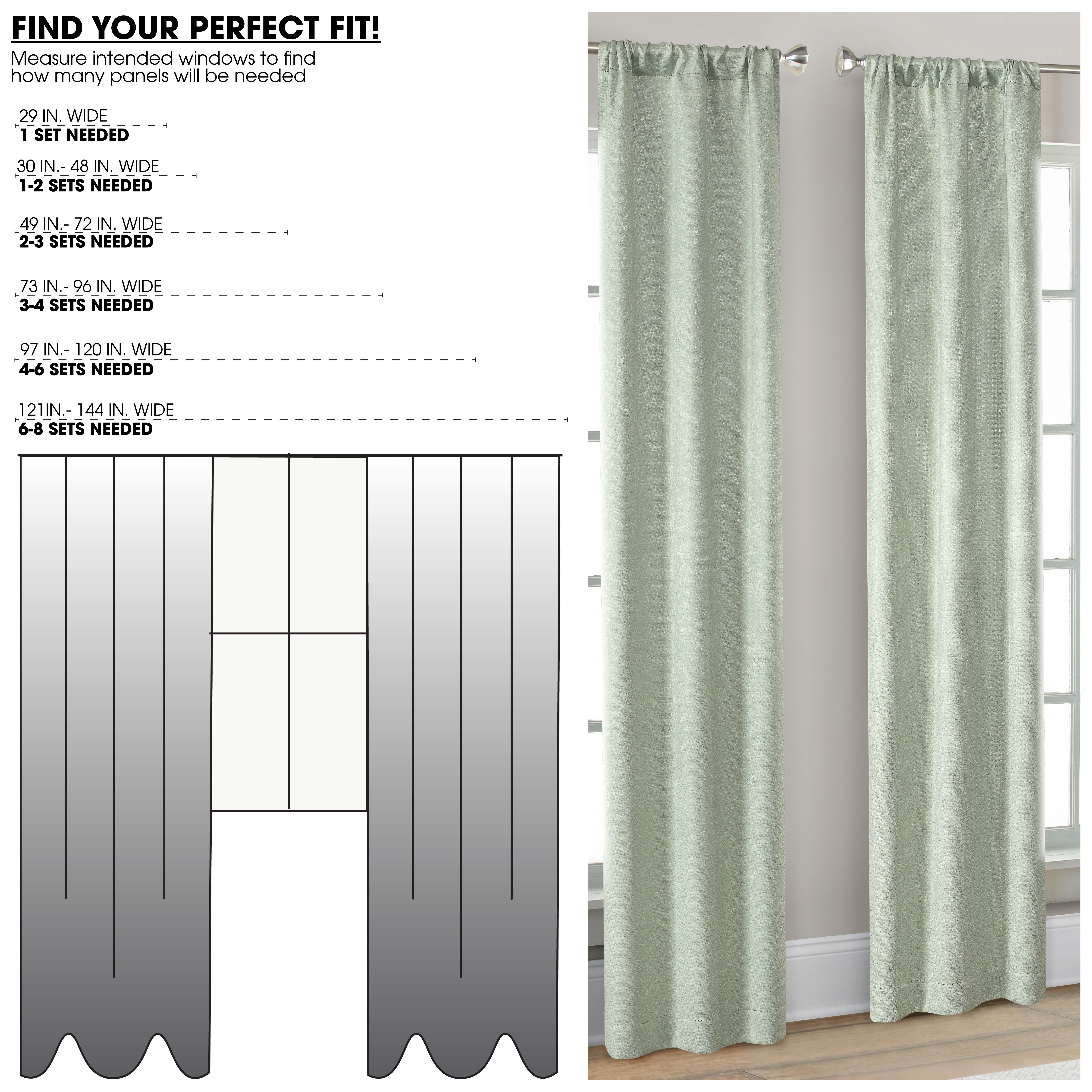 Mainstays 4 of a Kind Blackout Curtain Panels, Set of 4, Green, 28" W x 84" L
