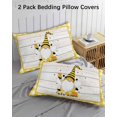 thumbnail image 2 of Gnomes Bees Pillow Cases Standard Size Set of 2 - Microfiber Bed Throw Pillow Covers, Spring Daisy Wooden Grain Yellow Plaid Decorative Lumbar Pillow Cover with Envelope Closure for Sofa 20"x26", 2 of 6