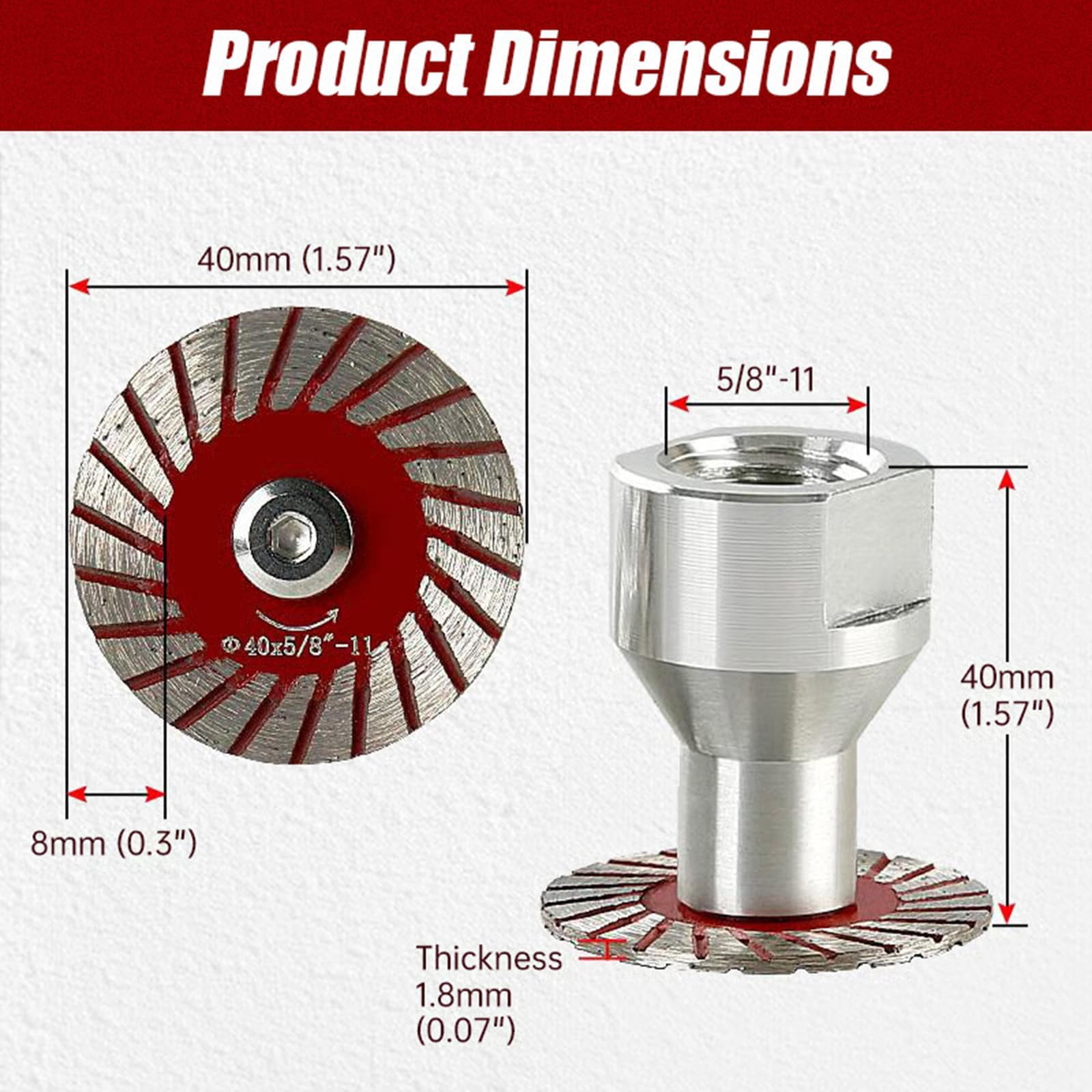 1.57" Diamond Saw Blades Set, Precision Stone Cutting Made Easy, 40mm Diamond Saw Blade & Sanding Disc Kit with Removable Flange for Granite,Marble,Sandstone, Mini Diamond Blade for Grinder