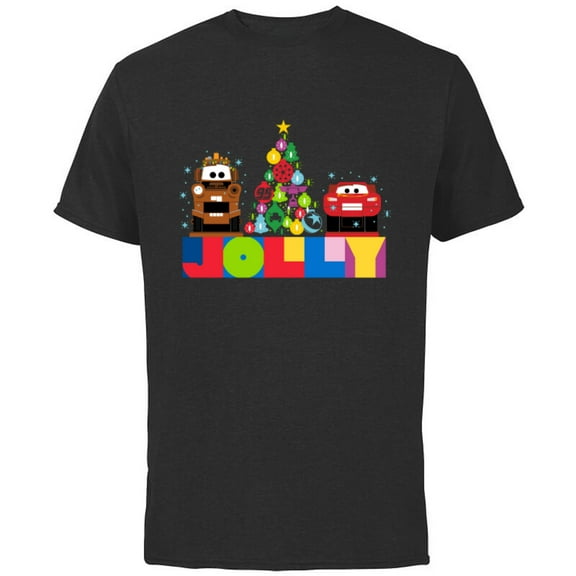 Disney and Pixar’s Cars Mater and McQueen Jolly Holiday - Short Sleeve Cotton T-Shirt for Adults - Customized-Black