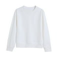 thumbnail image 3 of Ulanda Girls Crewneck Sweatshirt Long Sleeve Pullover Tops Drop Shoulder Sweatshirts Side Split for 5-14 Years (White, 14-15 Years), 3 of 5