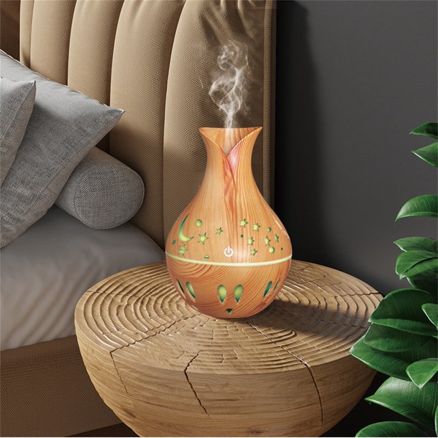 Humidificador de jarrón Puntoco con iluminación colorida y motivos florales, adecuado para dormitorios y escritorios