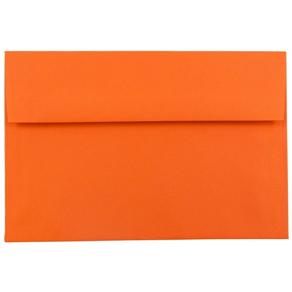 JAM Paper A7 Colored Invitation Envelopes, 5 1/4 x 7 1/4, Orange Recycled, Bulk 250/Box