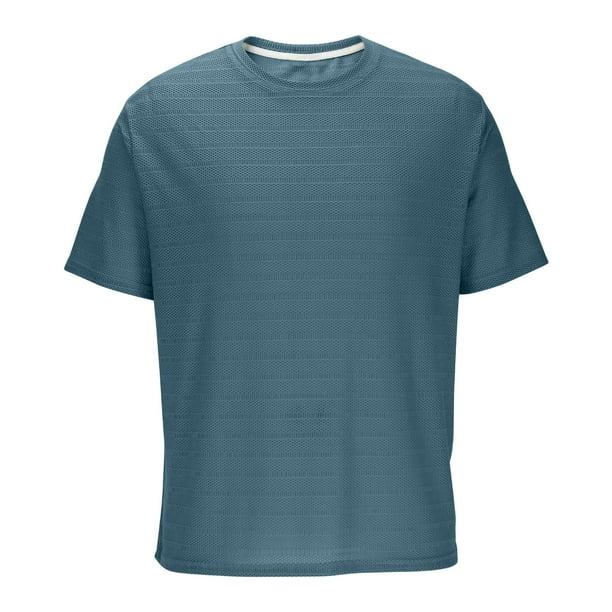 pstuiky camisetas de hombre, Camiseta informal de cuello redondo de color liso para hombre, camiseta de manga corta con cuello redondo ropa de hombre l