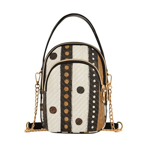 FORMRS Crossbody Bag for Women Quilted Travel Shoulder Cell Phone Purse with Chain Strap Handbag, Beige Abstract Dots