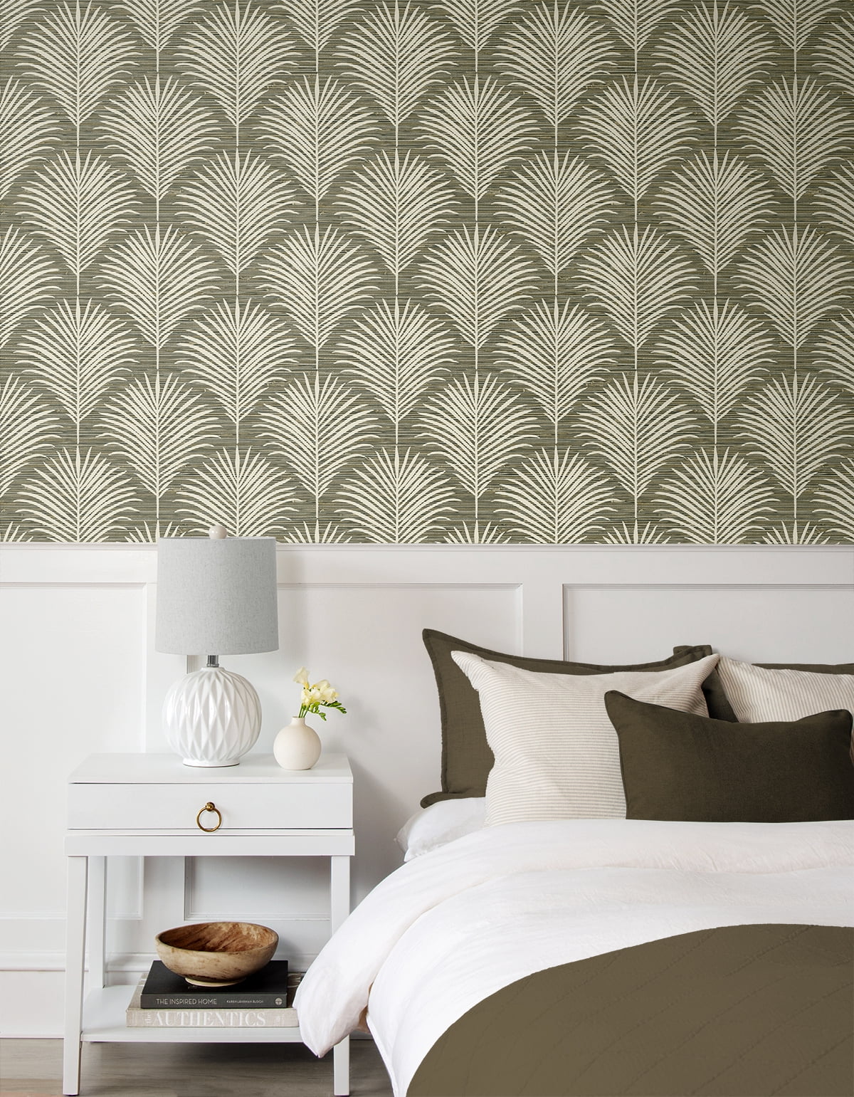 NextWall Charcoal & Sand Grassland Palm Peel and Stick Wallpaper