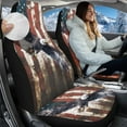 thumbnail image 2 of Uorisanigo Car Seat Cover, 2-Pack Retro American Flag Eagle Auto Front Seat Protectors, Flurry Seats Protection Universal Car Accessories for Auto Trucks Van SUV, 2 of 7