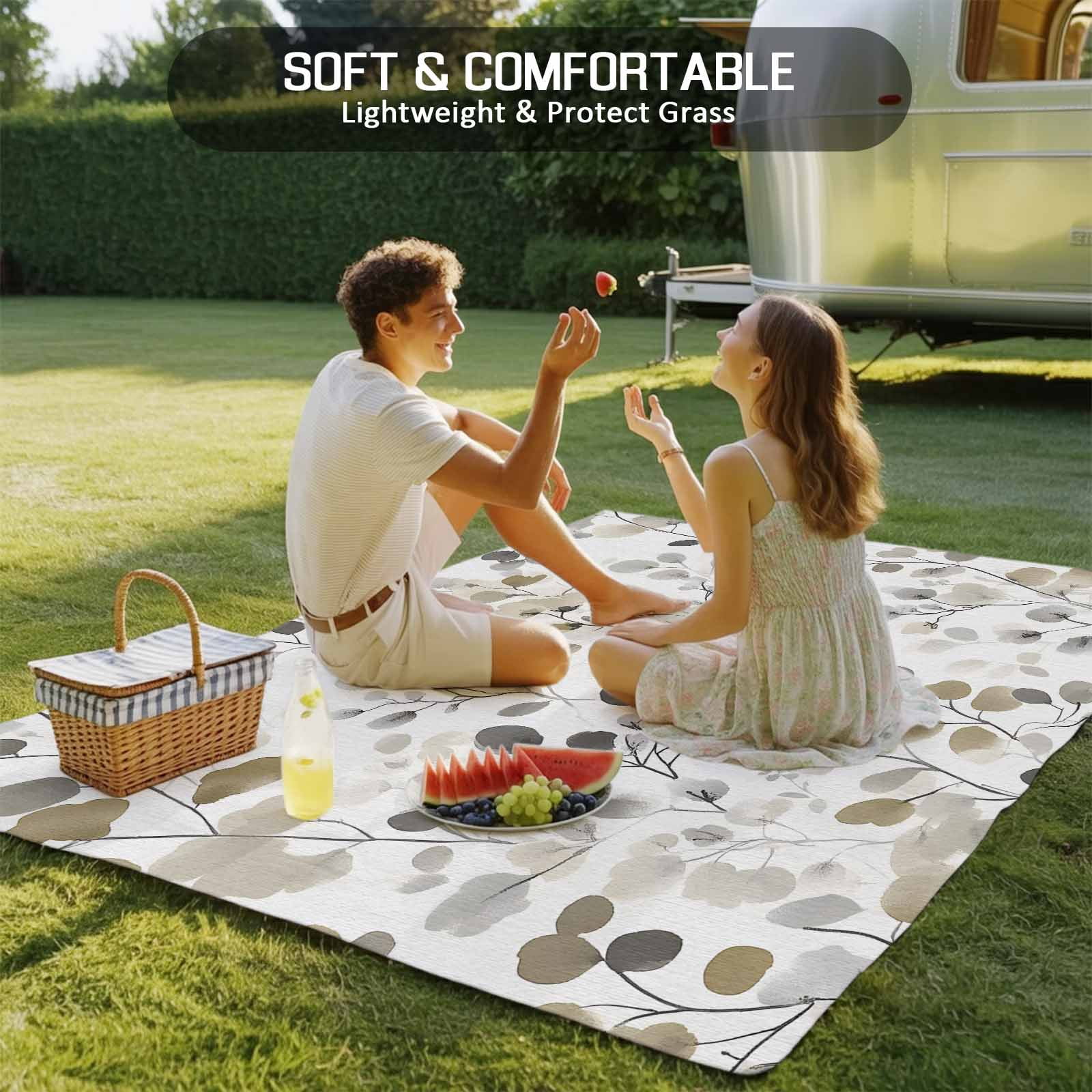 Outdoor Rug 5x8ft Ombre Brown Floral Large Area Rug Leaves Plant Indoor Outdoor Carpet Outdoor Rugs Mats for Patio Camping,RV,Front Door, Outside Decor