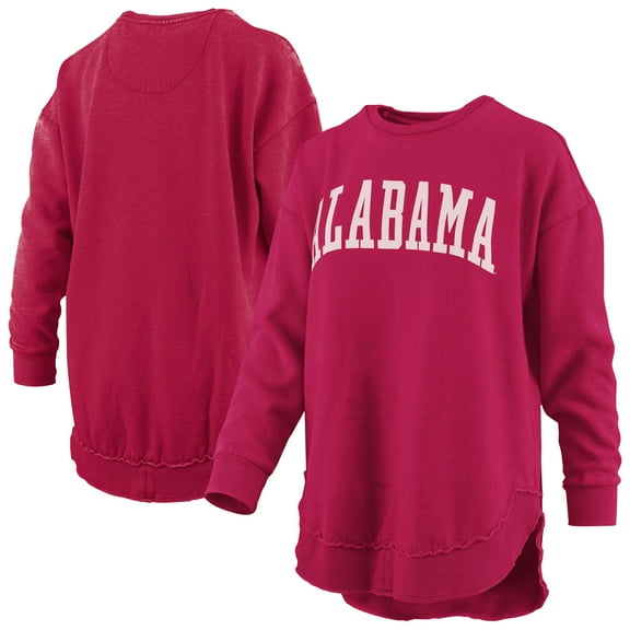 Women's Pressbox  Crimson Alabama Crimson Tide Melange Poncho Vintage Fleece Long Sleeve Pullover Sweatshirt