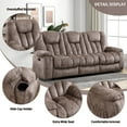 thumbnail image 4 of Bonzy Home Extra Wide 3-Seat Manual Reclining Sofa with Hidden Cup Holders, Soft Fabric and Padded Seat, Brown, 4 of 7