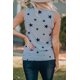 thumbnail image 3 of ABPHQTO Camiseta sin mangas con estampado de estrellas de la bandera estadounidense a juego de la familia gris para mujer, 3 of 4