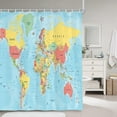 thumbnail image 4 of World Map Shower Curtain for Bathroom, Educational Geography Asia Europe South City America Africa Japan Bathroom Curtain, Polyester Fabric World of Map Bath Curtains with Hooks, 4 of 4