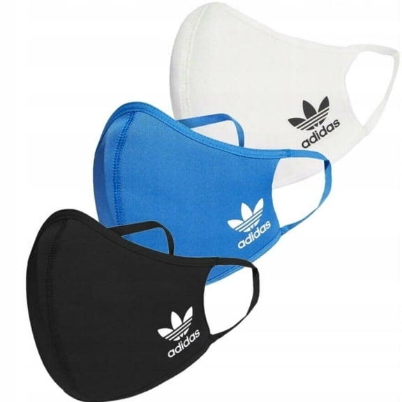 Adidas Unisex Soft Polyester Reusable Large Face Cover - 3 Pack, Multi-Color
