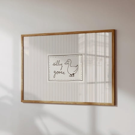 Goose Neutral Horizontal Wall Art Print, Elegant Nursery Theme For Nursery Gallery Wall Decor