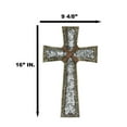 thumbnail image 3 of Rustic Holy Bible Scriptures Ornate White Lace Stencil Antiqued Wall Cross, 3 of 10