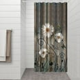 thumbnail image 2 of Rustic Shower Curtain Set Grey Floral Fabric Bath Curtain Butterfly Daisy American Country Farm Style 36×72 In 6 Hooks, 2 of 4