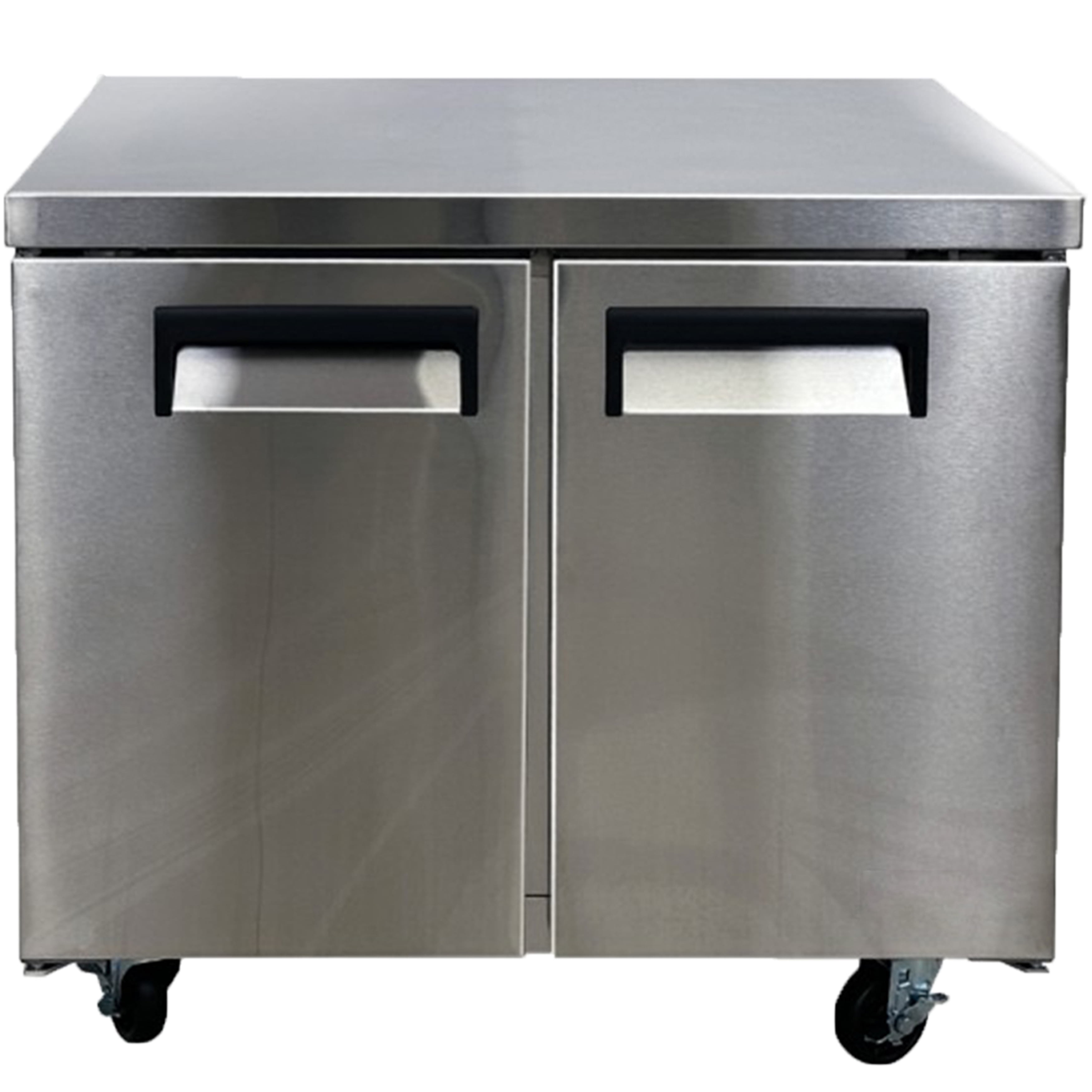 NSF 36.5 in. Commercial Freezer Worktop Undercounter Freezer,  2 Door Stainless Steel Counter Fan Cooling Freezer 13 Cu.Ft. for Restaurant, Bar, Shop