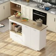 MONSLIPA Kitchen Island with Drop Leaf Countertop, Kitchen Storage Cabinet with Open Shef and Drawer for Dining Room