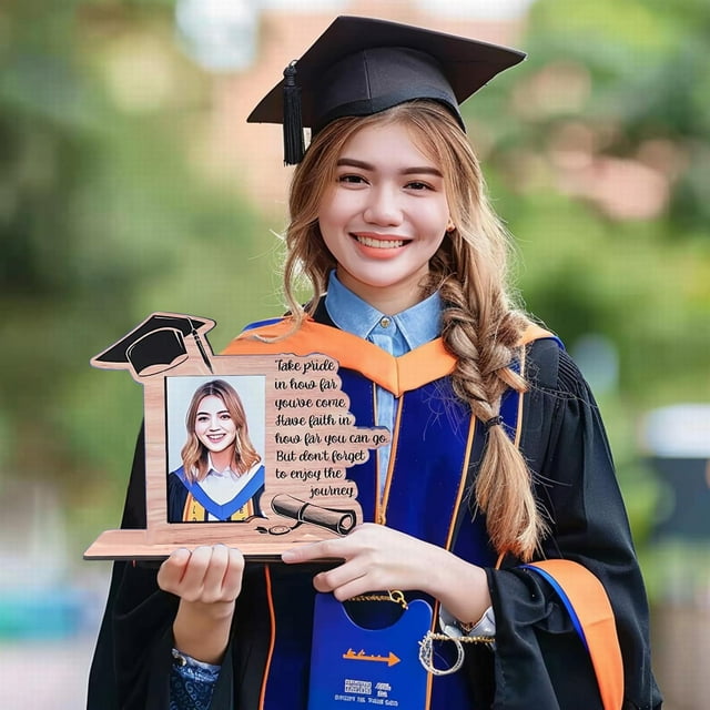 Graduation Photo Frame Wood Color 2024 Graduation Picture Frame Class Of 2024 Black Wooden Graduation Photo Frame As 1*Photo Frame