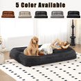thumbnail image 4 of Newest 2-in-1 Floor Lounger for Couple & Pet, Convertible Chenille Loveseat Bed with Adjustable Back, Black, 4 of 10