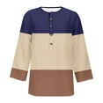 thumbnail image 4 of T-Shirts pour Femmes, T-Shirt Imprimé à Boutons Manches 3/4 pour Femmes, Haut Ample, 4 of 4