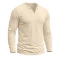 thumbnail image 5 of SUYIDA Men's Solid Color Button Top, Long Sleeve Casual Tee, Everyday Wear Comfortable Shirt, 5 of 6