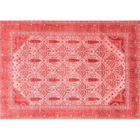 Ahgly Company Machine Washable Indoor Rectangle Abstract Red Modern Area Rugs, 5' x 7'