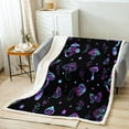 thumbnail image 2 of Mushroom Blanket Blue Purple Gradient Mushroom Decor Throw Blanket for Boys Girls Teens Butterfly Print Fleece Blanket Boho Exotic Plants Mushroom Fuzzy Blanket 50"X60", 2 of 5