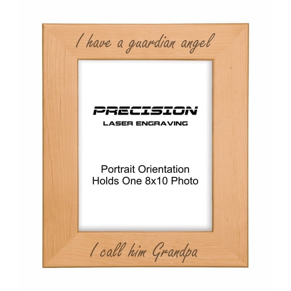 PrecisionNC Grandpa Remembrance Frame I have a guardian angel I call him Grandpa Engraved Natural Wood Memorial Picture Frame 8x10 Portrait