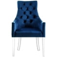 thumbnail image 3 of Maklaine Velvet Dining Chair with Acrylic Legs - Navy Blue (Set of 2), 3 of 9