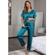 thumbnail image 4 of Ekouaer Womens Satin Silky Pajama Set Short Sleeve Shirt with Long Pajama Pant Set Soft PJ Loungewear, 4 of 4