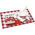 thumbnail image 2 of Happy Valentine''s Day Placemats Set of 4 12x18 Inch Red Buffalo Plaid Romantic Truck Bike with Rose Flowers Sweet Home Table Place Mats Table Decoration for Kitchen Dining Table Party, 2 of 5