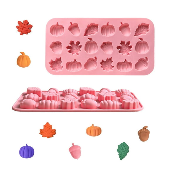 2-Pack Mini Fall Molds - 18-Cavity Chocolate Baking Molds with Pumpkin, Pinecone, Maple Leaf - Perfect for Chocolate Candies, Resin Crafts