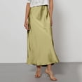 thumbnail image 2 of KDDYLITQ Womens Satin Skirts a Line High Waisted Maxi Skirt Flared Elastic Waistband Casual Long Skirts Elegant Skirt Mint Green M, 2 of 4