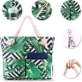 thumbnail image 3 of Yorcoten Extra Large Women Beach Tote Bag with Multiple Pockets , Newest Waterproof Sandproof Handmade Tote Bags for Travel Vacation Gifts Summer Pool Essentials Shoulder Crossbody Handbag Green Leaf, 3 of 6
