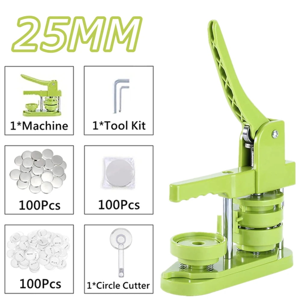 25MM Badges Button Maker Machine Kit, DIY Pin Badge Making Machine Set with 100 Button ,Beginner-Friendly
