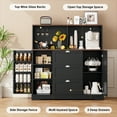 thumbnail image 5 of Homfa Coffee Bar Cabinet with Hutch, 47.2" W Kitchen Buffet Sideboard Cabinet with 3 Drawers & USB Power Station, Black, 5 of 7