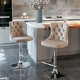 thumbnail image 2 of Swivel Bar Stools of 2, LegaHome Velvet Counter Height Barstools, 25-33 Inch Adjustable Height Bar Stools for Kitchen Counter, Modern Upholstered Kitchen Island Chairs, 300lbs Capacity, Khaki, 2 of 10