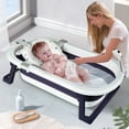 thumbnail image 5 of Folding Baby Bathtub, Newborn to Toddler Bath Tub with Anti Slip Pad, Blue（with Soft Pad）, 5 of 10
