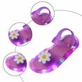 thumbnail image 3 of FINALGANG Kids Girls Adjustable Button Strap Flower Decor Light Up Open Toe Sandals LED Luminous Thick Sole Waterproof Summer Holiday Casual Sandals Classic Shoes 5.5-6 Years, 3 of 6