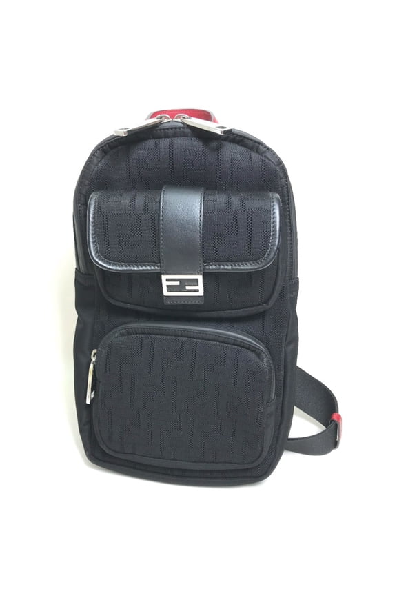 Pre-Owned Fendi 7VZ049 bag crossbody bag Shoulder Bag NERO Black/Red SilverHardware (Good)