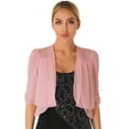 thumbnail image 1 of YEAHDOR Womens Chiffon Shrugs Short Sleeve Open Front Cropped Bolero Summer Casual Cardigan Pink M, 1 of 7