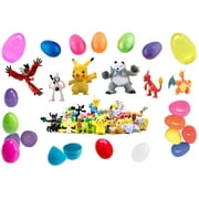 12 Pokemon Toy Filled Easter Eggs - High-Quality Toy Figurines Inside - One Per Egg - Prefilled to Save You Time - Find Pikachu and Friends - Assorted Colors and Characters - Perfect Party Favor