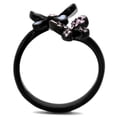 thumbnail image 3 of Womens Black Butterflies Ring Anillo Para Mujer Stainless Steel Ring with Top Grade Crystal in Light Amethyst Ivanna, 3 of 4