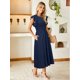thumbnail image 5 of Vestido Simplee para mujer, a rayas, con volantes, manga corta, azul marino, 5 of 6