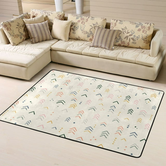 DouZhe Tapis de Zone Motif Pastel Abstrait Couleurs de Printemps Antidérapant Lavable en Machine, Style Tapis Paillasson, 63x48 Pouces