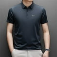 thumbnail image 2 of Men's Summer Polo Neck Ice Silk Casual Plaid T-shirt, 2 of 7