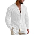 thumbnail image 2 of qucoqpe Linen Shirts for Men Casual Button Down Long Sleeve Tops Summer Fashion Breathable Beach Hawaiian Blouse, 2 of 4