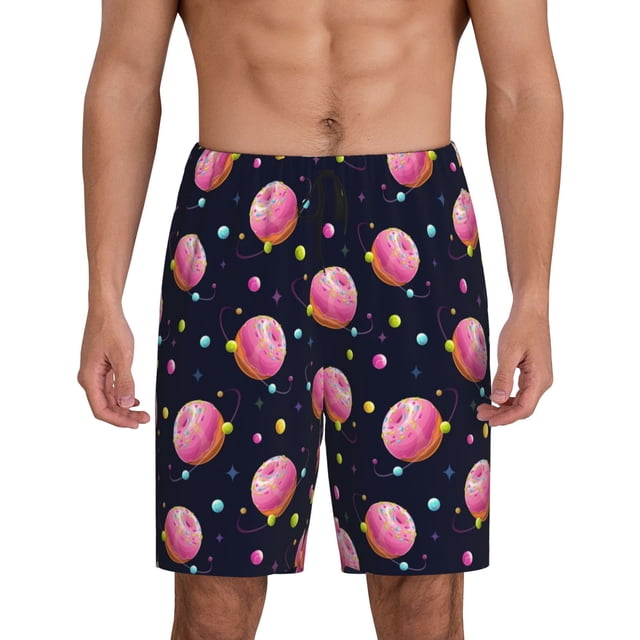 Fotbe Cartoon Donut Planets Pantalones Cortos de Pijama para Hombre, Ropa de Dormir, Pantalones de Pijama Cortos para Hombre-4X-Large